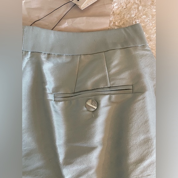 NWT Magaschoni 100% Dupioni Silk straight w little Flare Pants Light Blue Size 2 - Picture 9 of 14